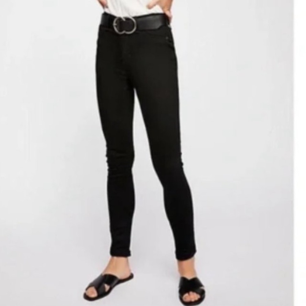 Free People Long and Lean Skinny Jeans Black Stretch 27